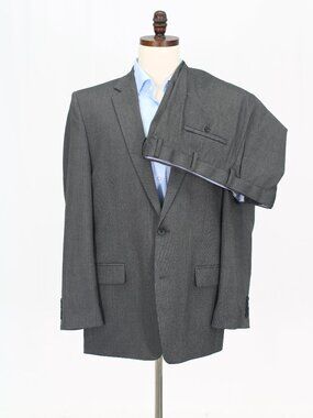 Haggar 44L 40x28 Gray Full Suit 2-Button Solid R946